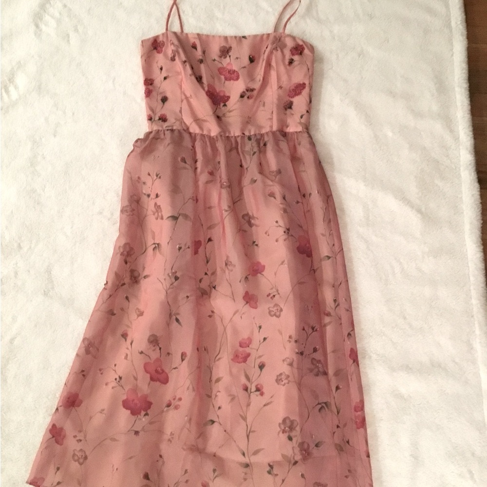 Beautiful floral embroidered chiffon dress with lining